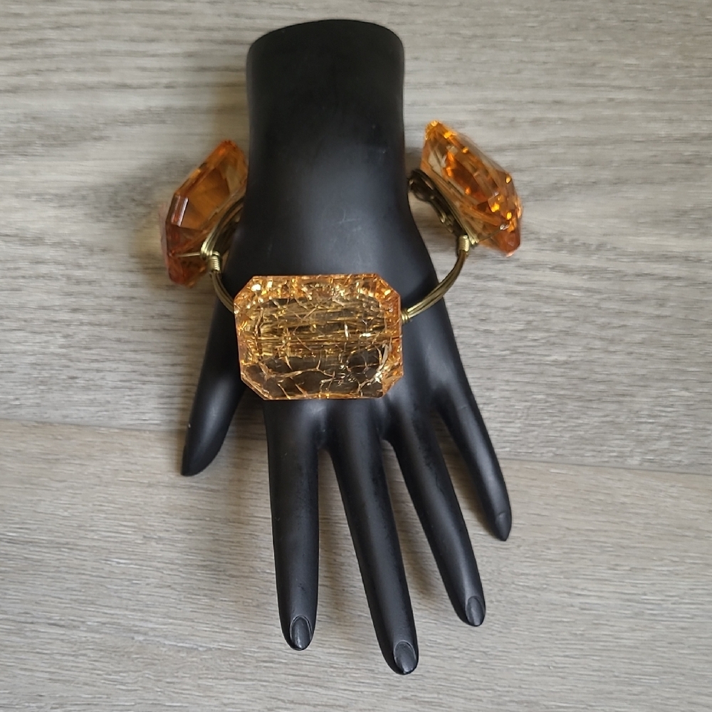 Natural Quartz Crystal Bracelet Wire Handmade Copper Gemstone Vintage Bangle